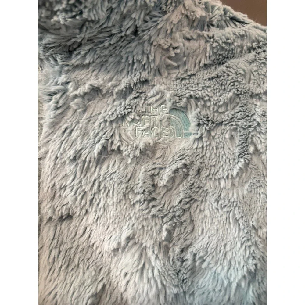 North face mossbud swirl girls large 14/16 gray blue reversible jacket coat